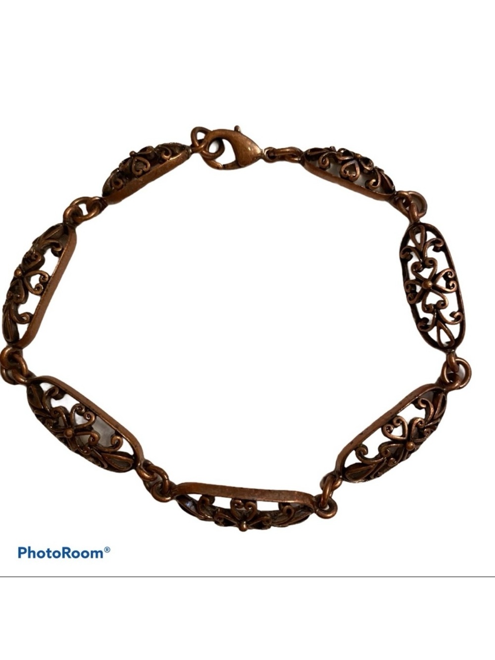 BRACELET VINTAGE COPPER Swirls 7 Links Healing 7”